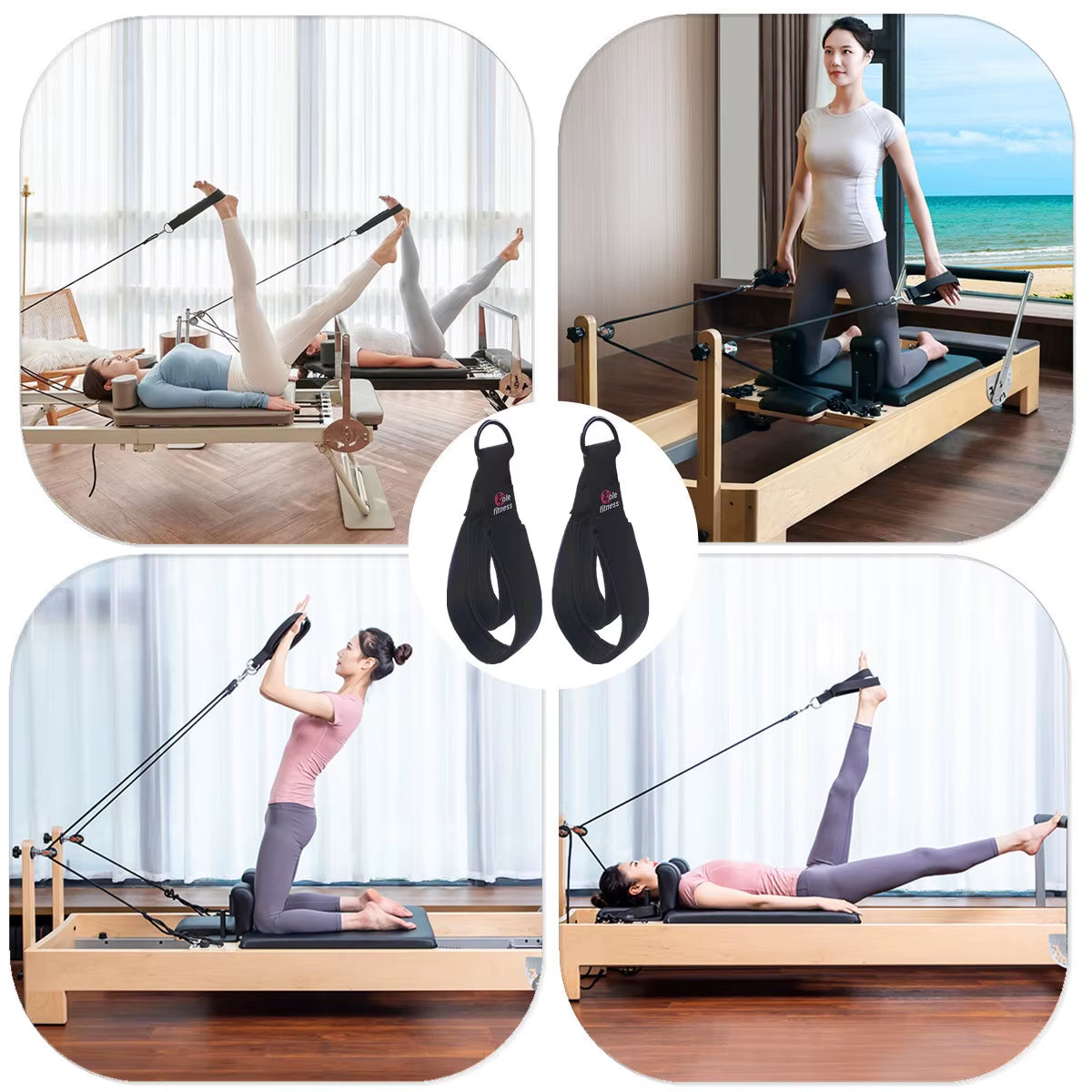 2PCS Pilates Double Loop Straps for Reformer Yoga Accessories for for Arm Leg Exercises Home Gym Workout Personal Pilates Straps