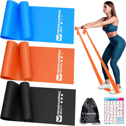 Resistance Bands for Working Out, Exercise Bands for Physical Therapy, Stretch, Recovery, Pilates, Rehab, Strength Training and Yoga Starter Set